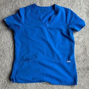 Figs Royal Blue V-Neck Scrub Top